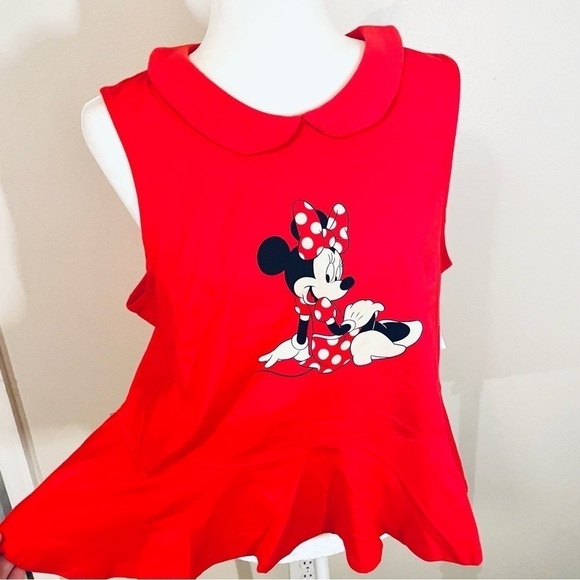 ๐ NEW Disney Minnie Mouse Peplum Tank โ Women's XL ๐100% Cotton - Picture 2 of 12